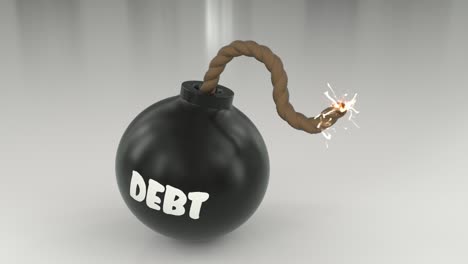 Schuldenbombe-Cartoon-Toon-Sicherung-Brennend-Beleuchtet-Timer-Funken-Kugel-Ball-Schleife-4k